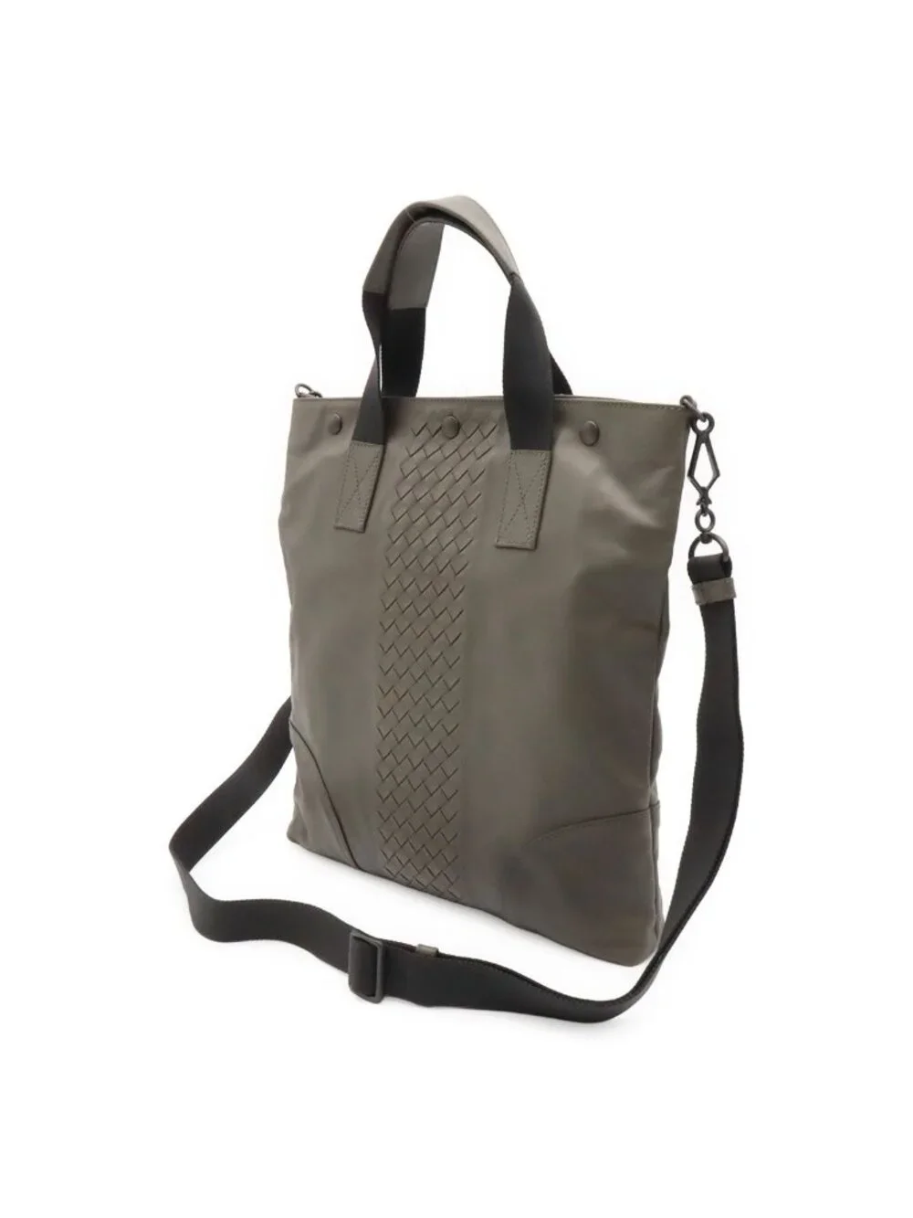 Bottega Veneta Intrecciato Tote 2-Way Shoulder Bag Long Leather Gray